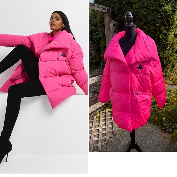 River island pink puffer coat Clearance